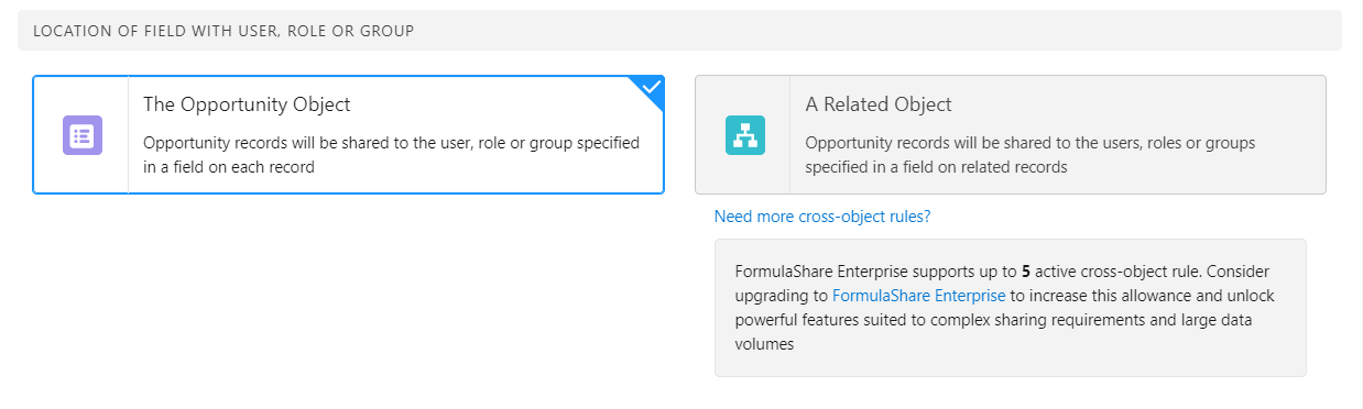 Screenshot showing cross-object rule limit reached